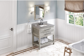 Wavecrest 36'' Weathered Grey Vanity, Steel Grey Cultured Marble Vanity Top, undermount rectangle bowl VKITWAV36WGSGR