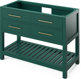 Wavecrest 48'' Forest Green Vanity, Steel Grey Cultured Marble Vanity Top, undermount rectangle bowl VKITWAV48GNSGR