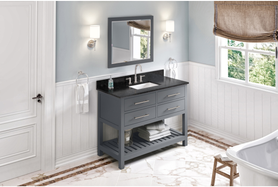 Wavecrest 48'' Grey Vanity, Black Granite Vanity Top, undermount rectangle bowl VKITWAV48GRBGR