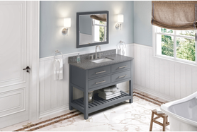 Wavecrest 48'' Grey Vanity, Boulder Cultured Marble Vanity Top, undermount rectangle bowl VKITWAV48GRBOR