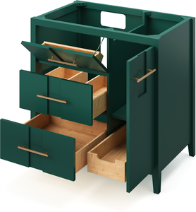 Katara 36'' Forest Green Vanity, left offset VN2KAT-36-GN-NT