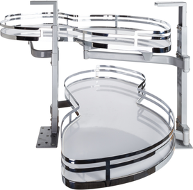 Blind Corners 18'' Polished Chrome and White Blind Corner Swingout for Openings on the Right of the Blind BCSO218PCWH-RH