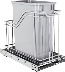 Single 35 Quart Polished Chrome STORAGE WITH STYLE® Metal Soft-close Trashcan Pullout SWS-MBMS35GPC