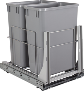 Waste Solution-Metal 35qt Wire Double Trashcan Pullout with Soft-close Slides WC-EMBM-D35G