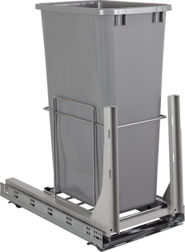 Waste Solution-Metal 50qt Wire Single Trashcan Pullout with Soft-close Slides WC-EMBM-S50G