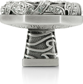 Evening Dress 4 Octagon Knob, Clear Crystal, Matte Silver Finish 10342MS