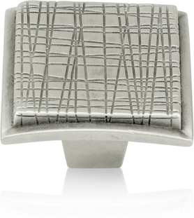Etched Square Knob Burnish Pewter Finish 10709BP