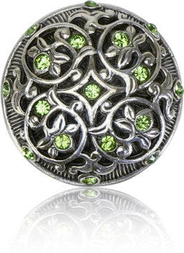 Knob, Peridot Crystal Burnish Silver Finish 7158/36
