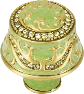 Portland Knob, Evergreen, Decorated With Swarovski® Peridot Crystal, Museum Gold 7349/3