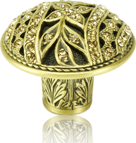 Hampton Knob, Lt. Colorado Topaz Crystal Burnish Brass Finish 7721BB