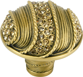 Edgar Berebi Waldorf Knob Decorated With Light Colorado Topaz Swarovski Crystals In Florentine Gold Plate 7737FG