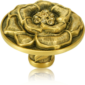 Floral View Knob, Lt. Colorado Crystal Museum Gold Finish 7743/9