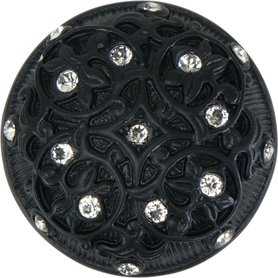 Edgar Berebi Assorted Knobs Knob Decorated With Clear Swarovski Crystals In Matte Black Plate 7907-4