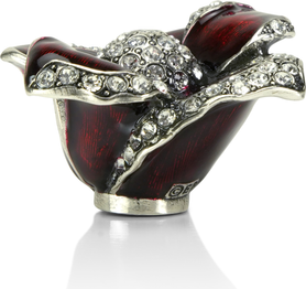 Chartres Knob, Garnet With Clear Crystal Burnish Silver Finish 8011/26