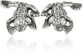 Tree Frog Knob, Clear Crystal, Right & Left Pair Matte Silver Finish 8154MSX