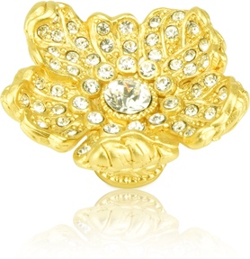 Floral Knob, Clear Crystal Satin Gold Finish 8188SG