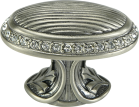 Edgar Berebi Cambridge Oval Knob Decorated With Clear Swarovski Crystals In Antique Nickel Plate 8560AN