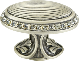 Edgar Berebi Cambridge Oval Knob Decorated With Clear Swarovski Crystals In Matte Silver Plate 8560MS