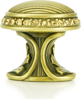 Cambridge Round Knob, Lt. Colorado Topaz Crystal Burnish Brass Finish 8628BB