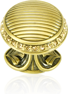 Cambridge Round Knob, Lt. Colorado Topaz Crystal Burnish Brass Finish 8628BB