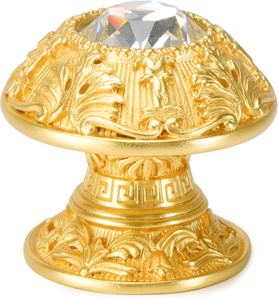 Hyde Park Knob, Decorated With Clear Swarovski Crystals, Satin Gold Finish 8714SG