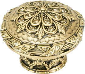 Newport Knob, Decorated With Swarovski® Lt Colorado Topaz Crystals, Museum Gold Plate X7346/9