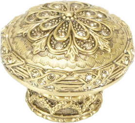 Newport Knob, Decorated With Swarovski® Lt Colorado Topaz Crystals, Florentine Gold Plate X7346FG