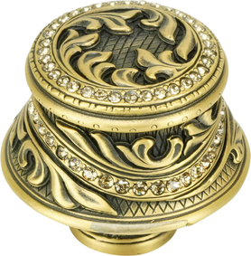 Portland Knob, Decorated With Swarovski® Lt Col Topaz Crystals, Museum Gold Plate X7349/9