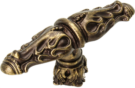 Acanthus leaves large knob Romanesque style with column base in Antique Brass. 1047-3