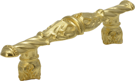 Acanthus 3'' cc pull Romanesque style with column base in Gilded Mercury. 1048-8