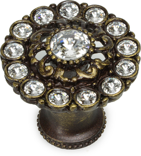 Caché large round multi crystals knob with flared foot with Swarovski Clear Crystals 1203B-3C