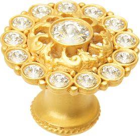 Caché large round multi crystals knob with flared foot with Swarovski Clear Crystals 1203B-8C