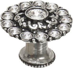 Caché large round multi crystals knob with flared foot with Swarovski Clear Crystals 1203B-9C