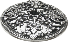 Juliane Grace large round back plate with florets in Chalice. 136-9