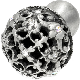 Juliane Grace medium knob full round with 13 Swarovski Clear Crystals in Satin. 139-11C