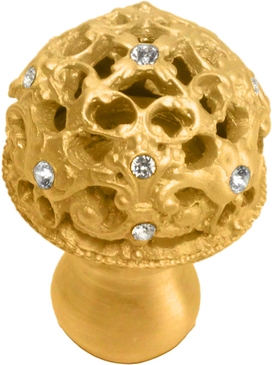 Juliane Grace medium knob full round with 13 Swarovski Clear Crystals in Gilded Mercury. 139-8C