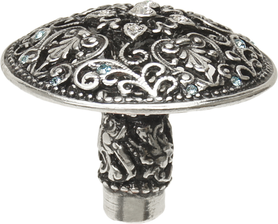 Juliane Grace large knob with 17 Swarovski Clear & Aquamarine Crystals in Chalice. 146-9