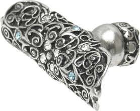 Monticello oblong knob with Clear & Aquamarine Swarovski crystals in Chalice. 4512-9