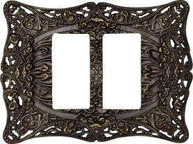 Acanthus Carpe Diem 5004-3 Antique Brass double rocker/GFI switchplate 5004-3