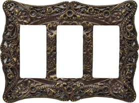 Acanthus Carpe Diem 5005-3 Antique Brass triple rocker/GFI switchplate 5005-3
