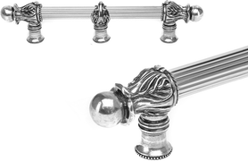 Acanthus 9'' cc with 5/8'' reeded center & center brace long pull Romanesque style in Chalice. 5556R-9