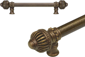 Cricket Cage 6'' cc with 5/8'' smooth center long pull large finial in Antique Brass. 5570-3