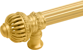 Cricket Cage 6'' cc with 5/8'' reeded center long pull large finial in Gilded Mercury. 5570R-8