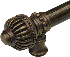 Cricket Cage 6'' cc with 5/8'' smooth center long pull & center brace large finial in Antique Brass. 5575-3