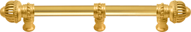 Cricket Cage 6'' cc with 5/8'' smooth center long pull & center brace large finial in Gilded Mercury. 5575-8