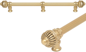 Cricket Cage 22'' cc with 5/8'' reeded center long pull & center brace large finial in Soft Gold. 5579R-27