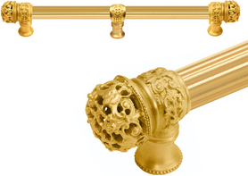 Juliane Grace 12'' cc with 5/8'' reeded center long pull & center brace small finial in Gilded Mercury. 5617R-8