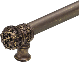 Juliane Grace 22'' cc with 5/8'' smooth center long pull & center brace small finial in Antique Brass. 5619-3