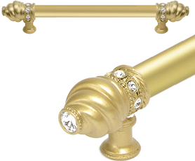 Caché 6'' cc with 5/8'' smooth center long pull with 16 rivoli Swarovski Clear Crystals in Soft Gold 5670-27C