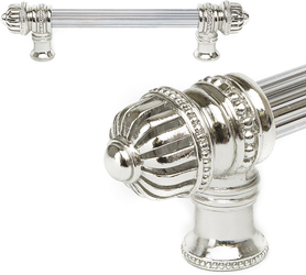 Cricket Cage 6'' cc with 5/8'' reeded center long pull large finial in Platinum. 5680R-24